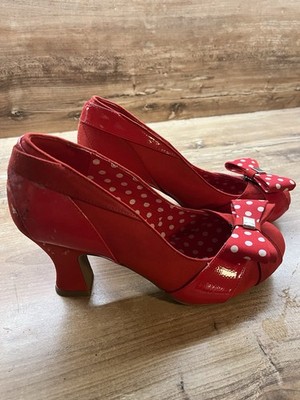 Ruby Shoo Pumps Rot / Weiß Polka Dots Schleifen Rockabilly Pin-up Retro   Gr. 40