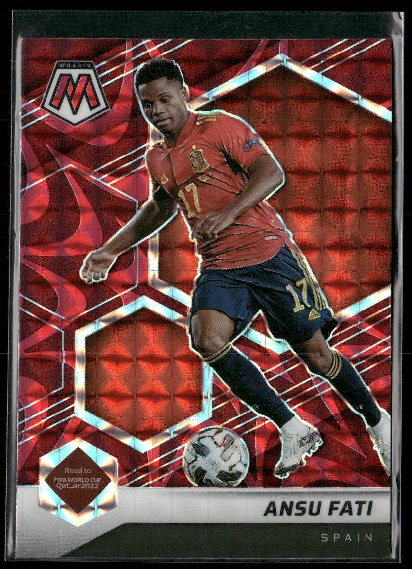 2021-22 Panini Mosaic Road to FIFA World Cup #124 Ansu Fati Mosaic Reactive Red