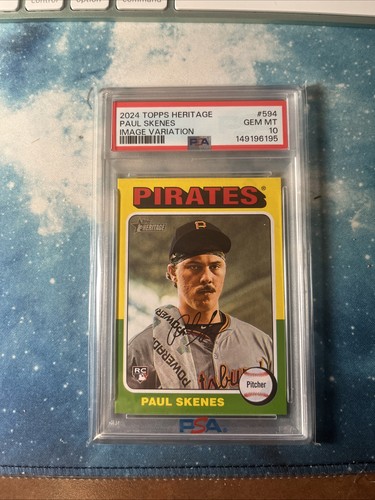 2024 Topps Heritage High Number Baseball Paul Skenes #594 Image Variation PSA 10