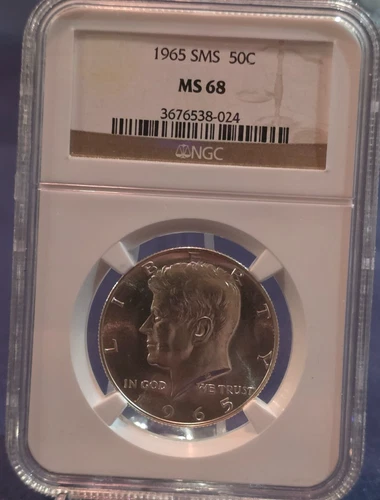 1965 50C 40% SILVER "SMS" Kennedy Half Dollar, NGC MS68 Eye Popping Coin.