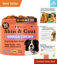 90 Soft Chews for Dogs with Omega-3 Salmon Oil - Supports Skin  Coat Health