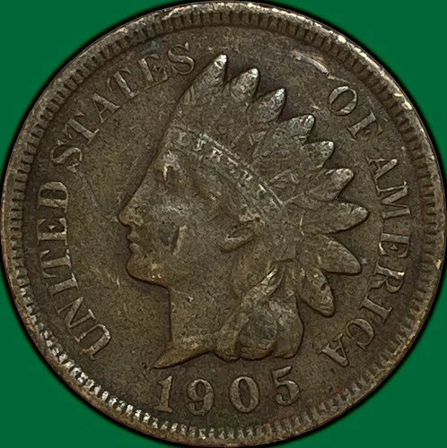 1905 Indian Head Cent Extremely Fine XF Coin, Scratch #34721