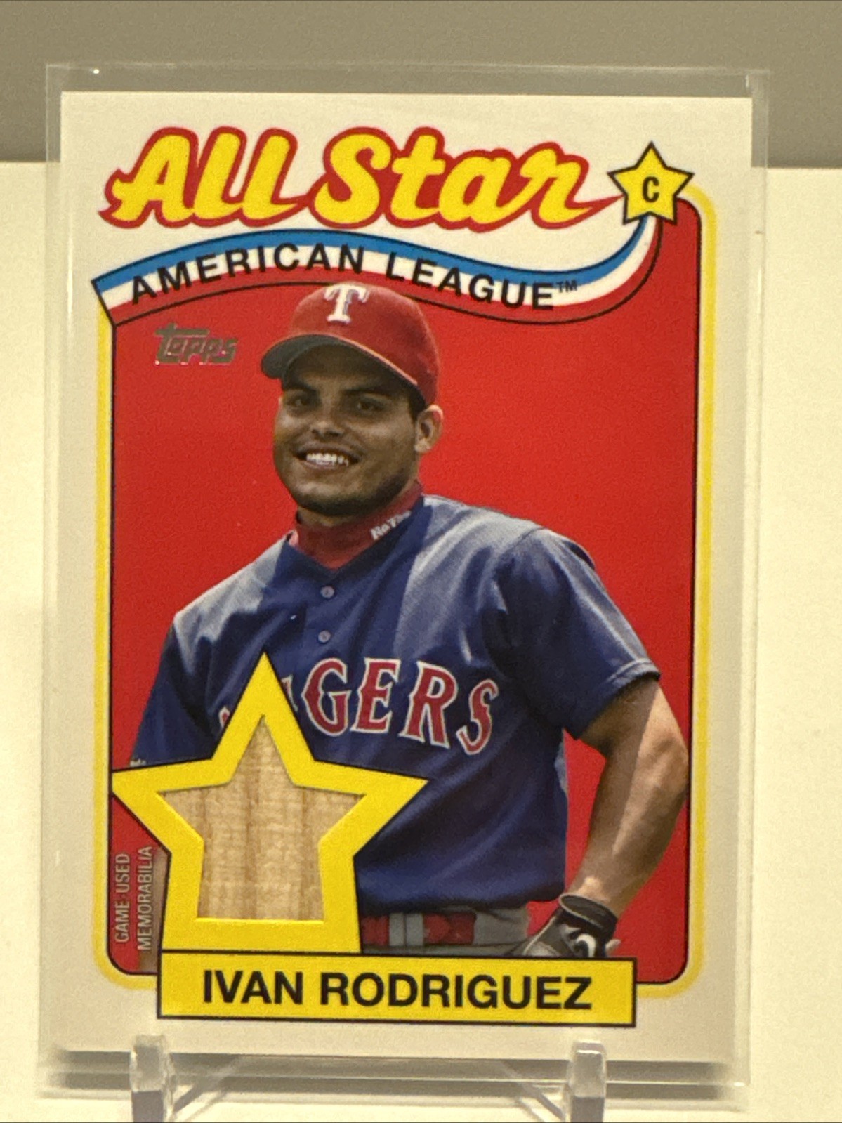 2024 Topps Series 2 - 1989 Topps Baseball All-Star Relics Ivan Rodriguez #89ASR-IR (MEM)