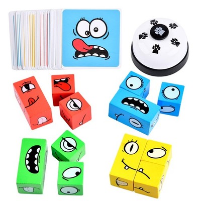Wooden Changing Cube Game, Expression Puzzle Building Blocks Pattern Matching...