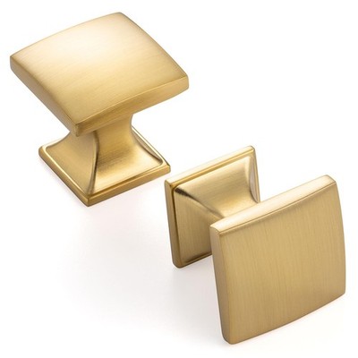 10 Pack 1 Inch, Small Square Brushed Gold Cabinet Knobs Gold Drawer Knobs Gol...