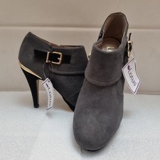 LOTUS LADIES SUEDE LOOK ZIP SHOES SIZE UK 4 Grey Bootie Ankle Boot Stiletto