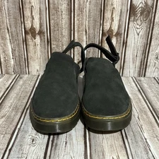 Dr Doc Martens Shoes Womens 10 Carlson Mules Slingback Clogs Black Suede Mens 9 