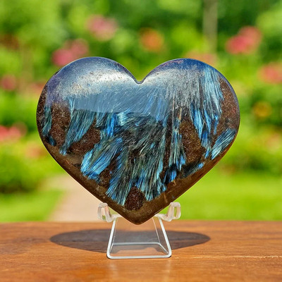 High Flash Arfvedsonite Heart Large Crystal Heart Flashy Worry Stone Energy 1Pcs