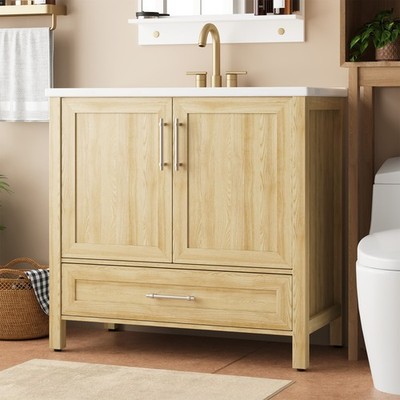 36'' Bathroom Vanity with Sink, Freestanding Bath Vanity Cabinet 2 Doors, Drawer