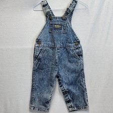Vintage 80s 90s Oshkosh Acid Wash Denim Overalls toddler Classic Sz 24mo