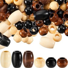 130 Pieces Macrame Wooden Beads Loose Beads with 10 mm Large Hole for Macrame...