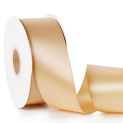 Gold 2'' X 50 Yards Solid Color Satin Ribbon Double Faced High Density Polyest...