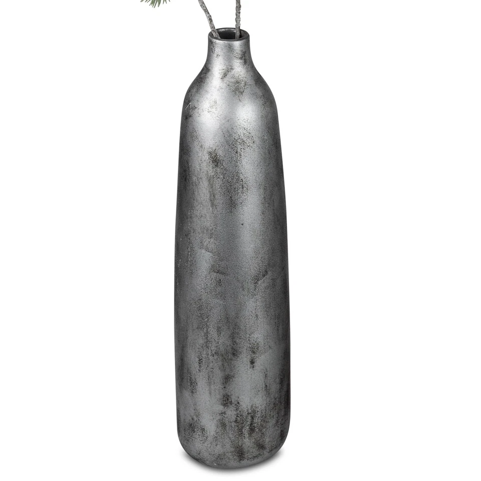 Bodenvase ANTIK SILBER H. 50cm matt silber Keramik Formano