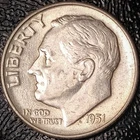 1951 S Roosevelt Dime - AU - 90% Silver 10C