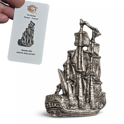 Schiff Galeone Pin Anstecker Zinn HMS Endeavour Boot Brosche Mantel Hut Tasche Schmuck