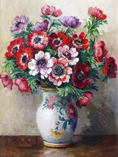 Flowers vase by J. Slager Colorful Tile Mural Kitchen Backsplash Marble Ceramic