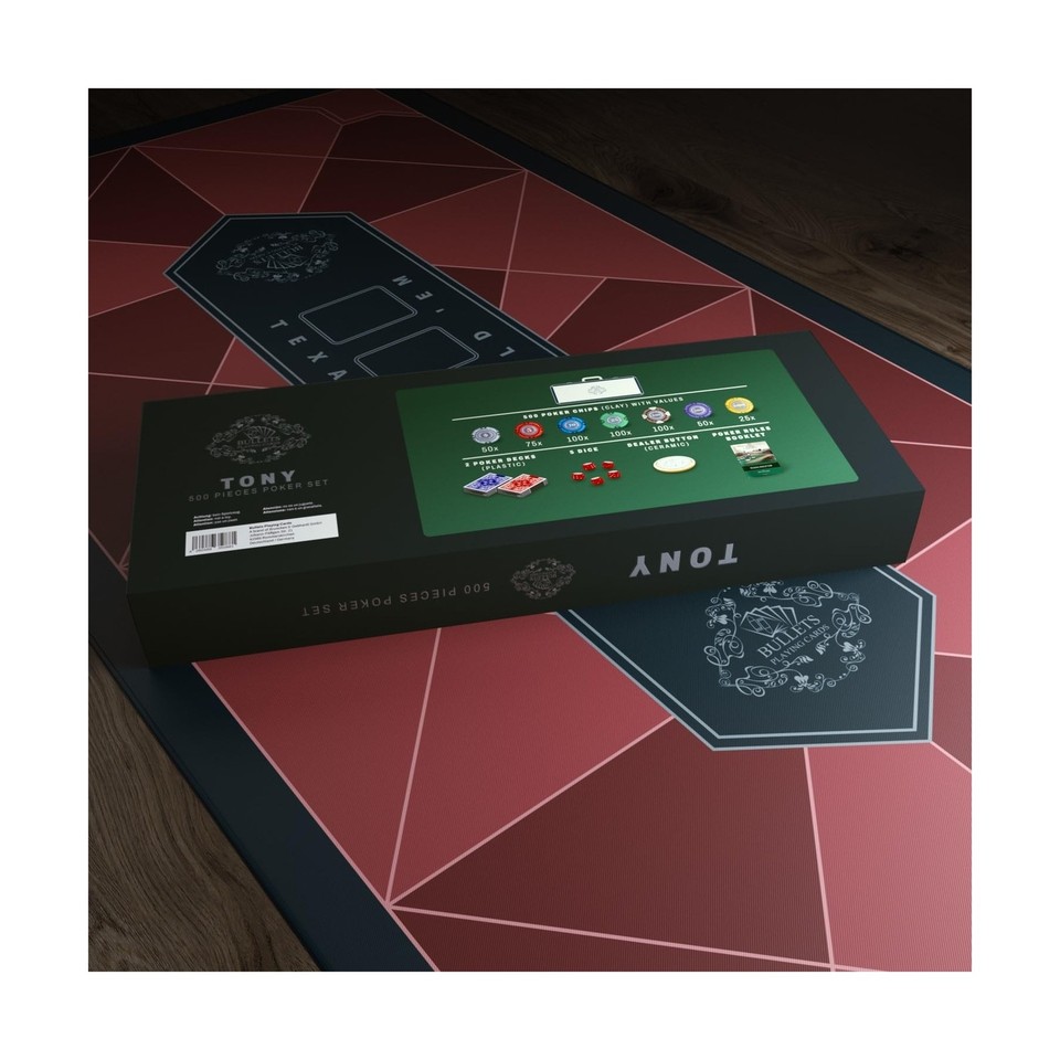 Bullets Playing Cards Poker Case 'Tony' with 500 clay poker chips