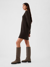 Gap Petites PS Terra Brown CashSoft Shaker-Stitch Mini Sweater Dress NWT $79.95