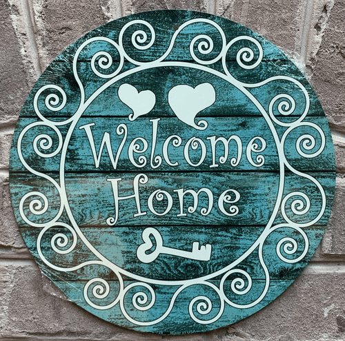 Welcome Home 12" Round Metal Sign Novelty Decorative Rustic Home Wall Decor - Picture 2 of 2