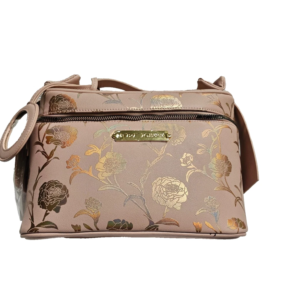 Bolso de cosméticos Betsey Johnson para mujer tren con arco aislado floral rubor desnudo peonía Foto 3 de 4