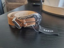 Vintage Women's SHIEN Brown Leather Belt 80in wide 1980's Size Small
