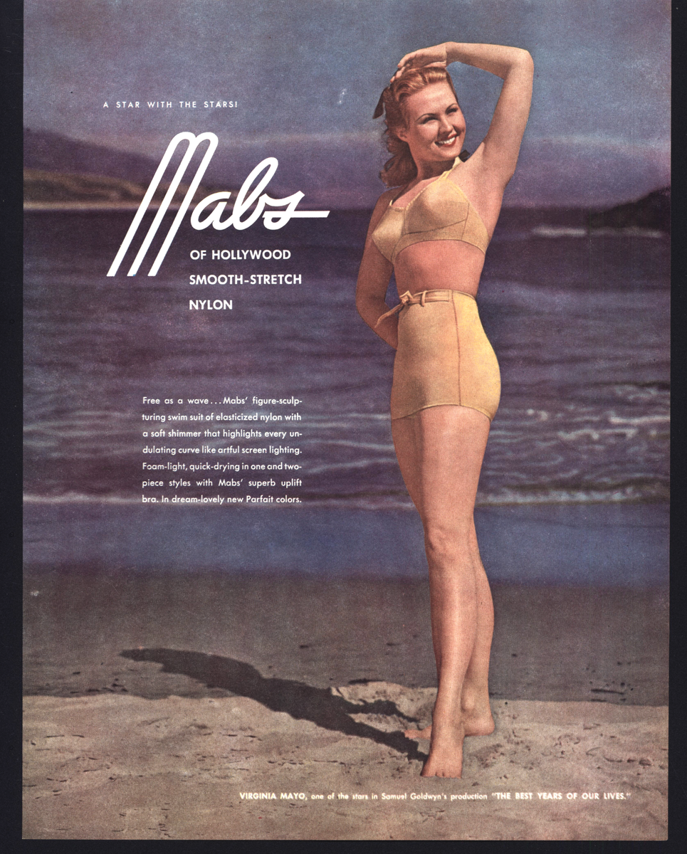 1947 MABS HOLLYWOOD SMOOTH STRETCH SWIM SUIT VIRGINIA MAYO VTG