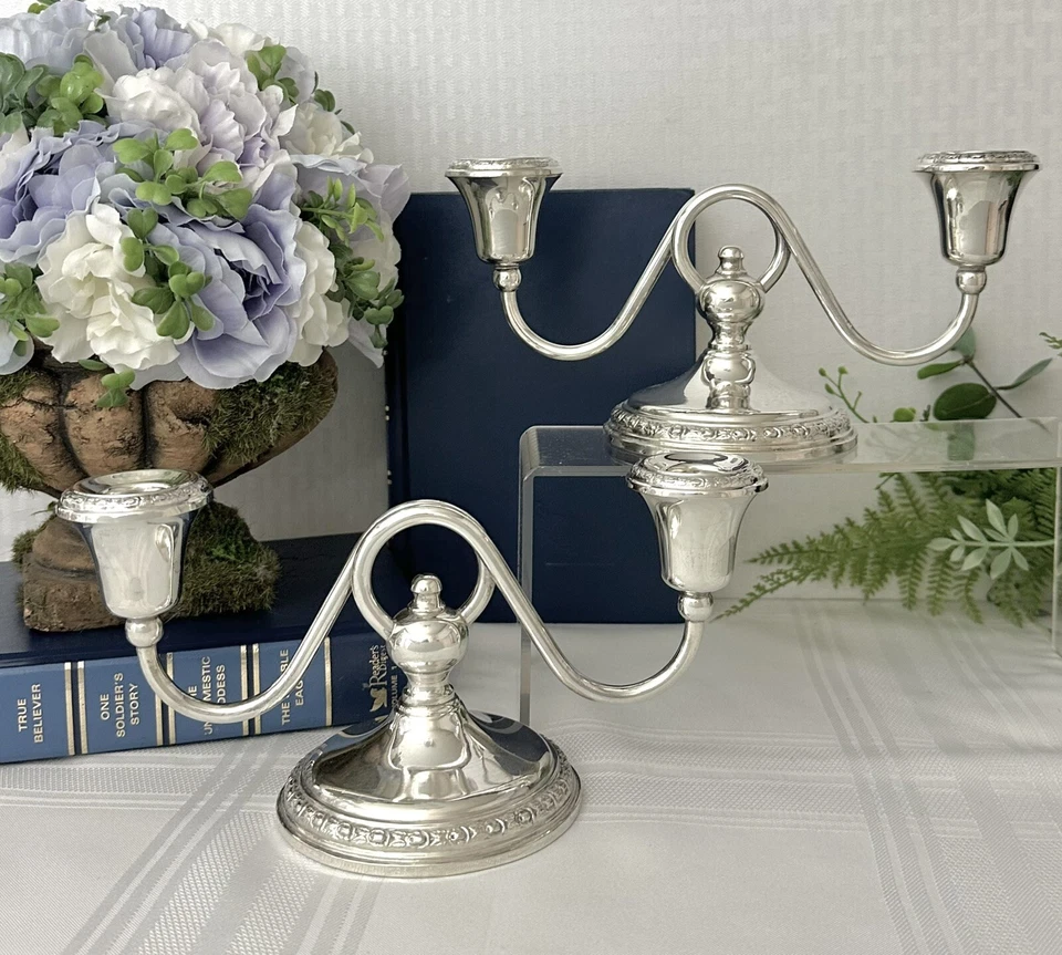 Frank Whiting талисман роза серебро канделябр винтажный набор 2 скидка ~ - Изображение 2 из 4