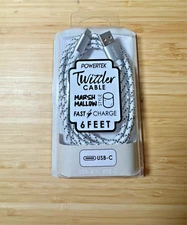 Liquipel Powertek Twizzler USB-A to USB-C - White 6ft.