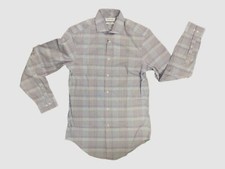 80 Calvin Klein Men's Slim-Fit Blue Stretch Non-Iron Dress Shirt 14.5 32/33