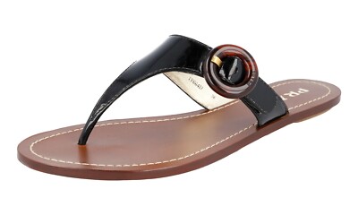 PRADA Patent Leather Thong Flip-Flops Sandals 1Y664D Black NEW -  US 6 EU 36