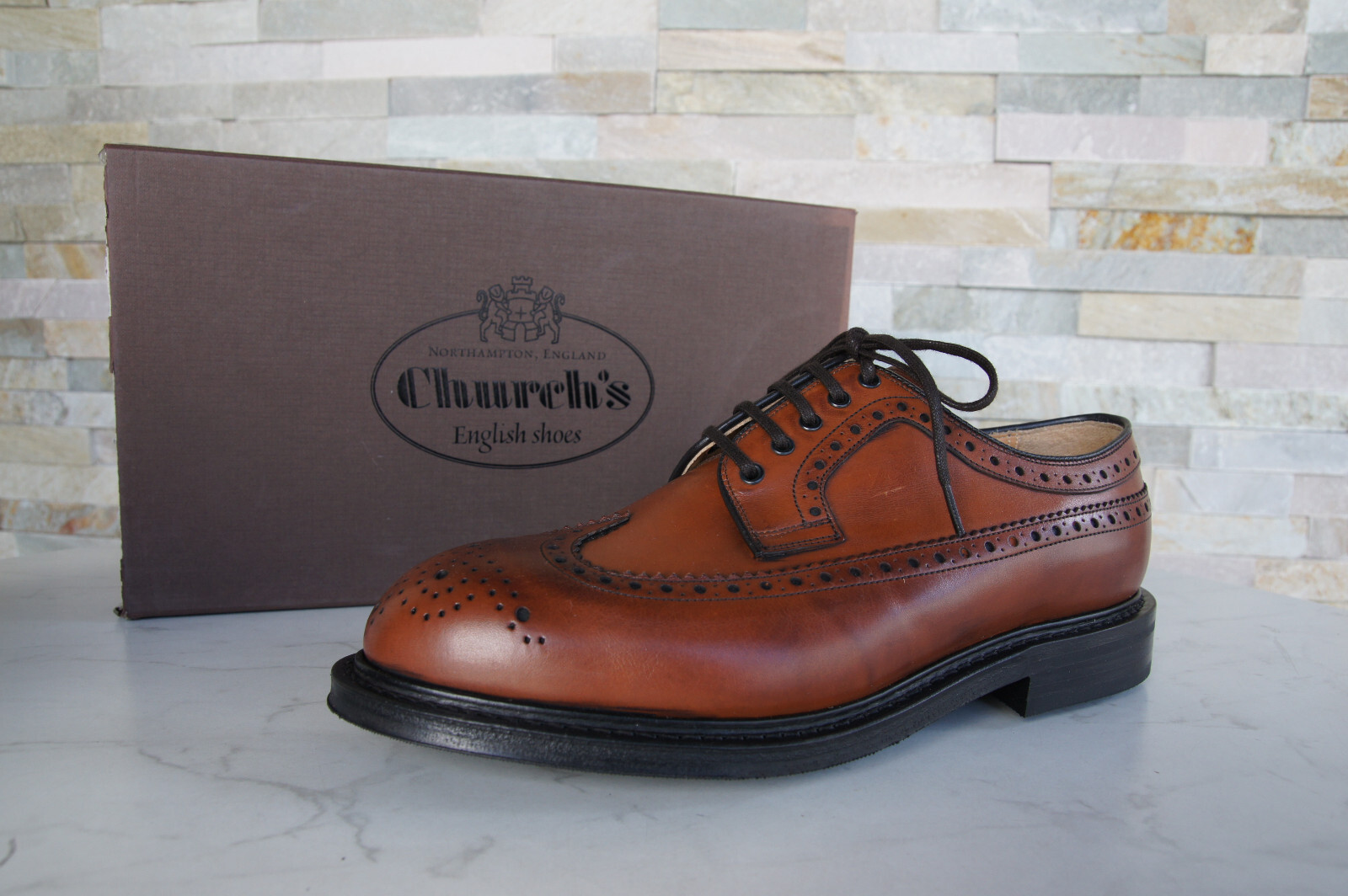 Church's Ue 40,5 UK 6,5 Zapatos de Cordones Mocasines SWING Nuez Nuevo Antiguo