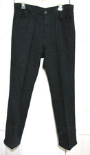 VTG 70's Levi action Pants Grampa polyester black/gold tab Navy Blue 36X29