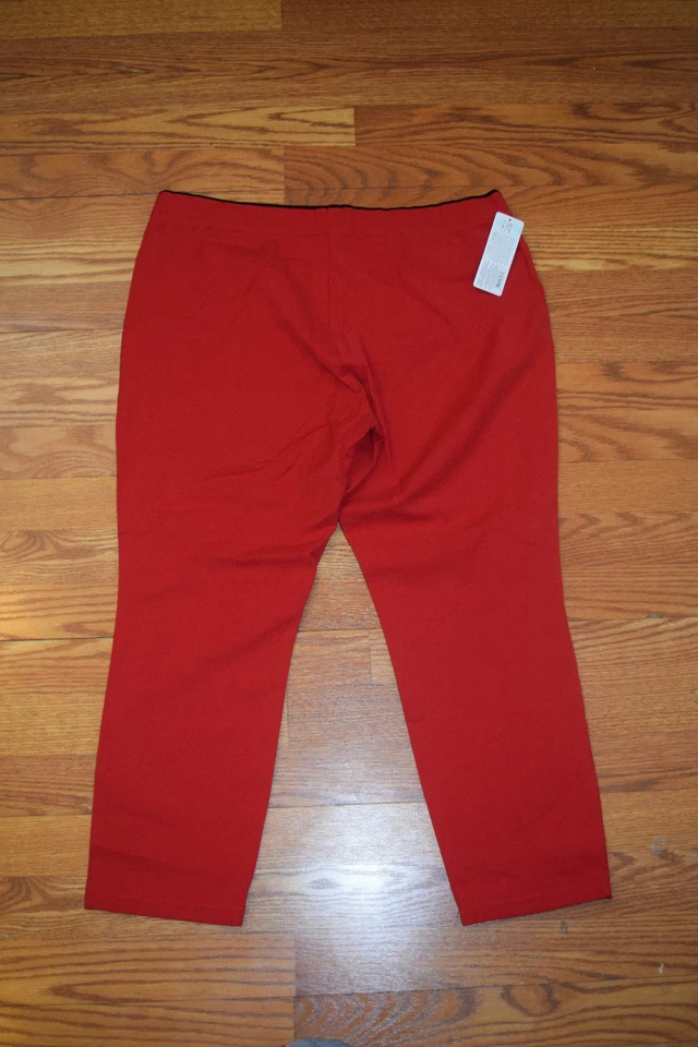 NUEVO CON ETIQUETAS Para Mujer JUNIO Y MARGARITA Elástico Cintura Suave Sarga Capris Rojo Talla XXL Foto 3 de 3