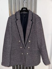 F&f Navy And Pink Lurex Open Front Lined Blazer Jacket Uk 22