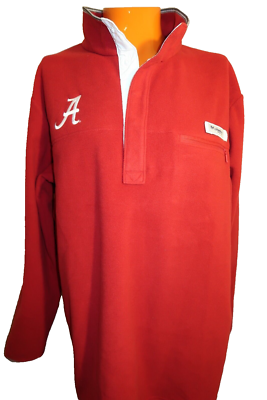 A8 Alabama Crimson Pullover XL Red 1/4 Snap Columbia PFG Fleece