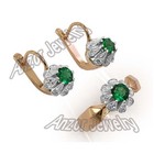 European Style Emerald Diamond Earrings and Ring 14k Rose & White Gold Set G-SI1 — photo 3