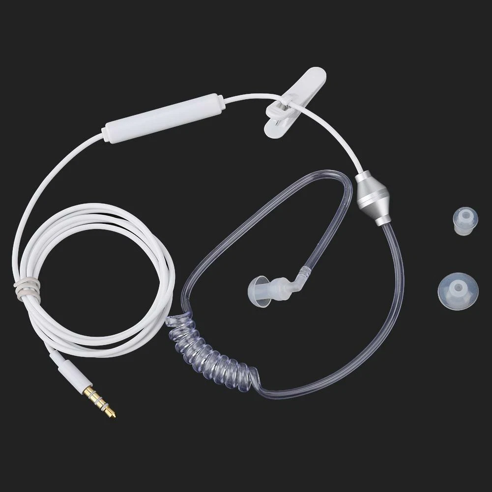 3.5mm Air Tube Headset In-Ear Security Earpiece Earphone Mic for iOS  Android SS