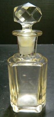 Vintage Rectangular Perfume Bottle w/ Diamond Prism Stopper 5.63'' VG - Excellent