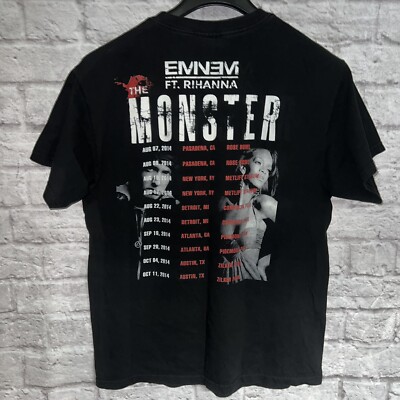 Eminem x Rihanna The Monster Tour 2014 Tee Black T-Shirt Double