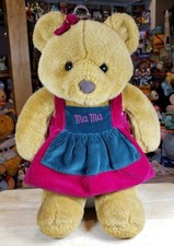 VINTAGE 1991 COMMONWEALTH BROWN MAMA TEDDY BEAR BURGUNDY GREEN CHRISTMAS PLUSH