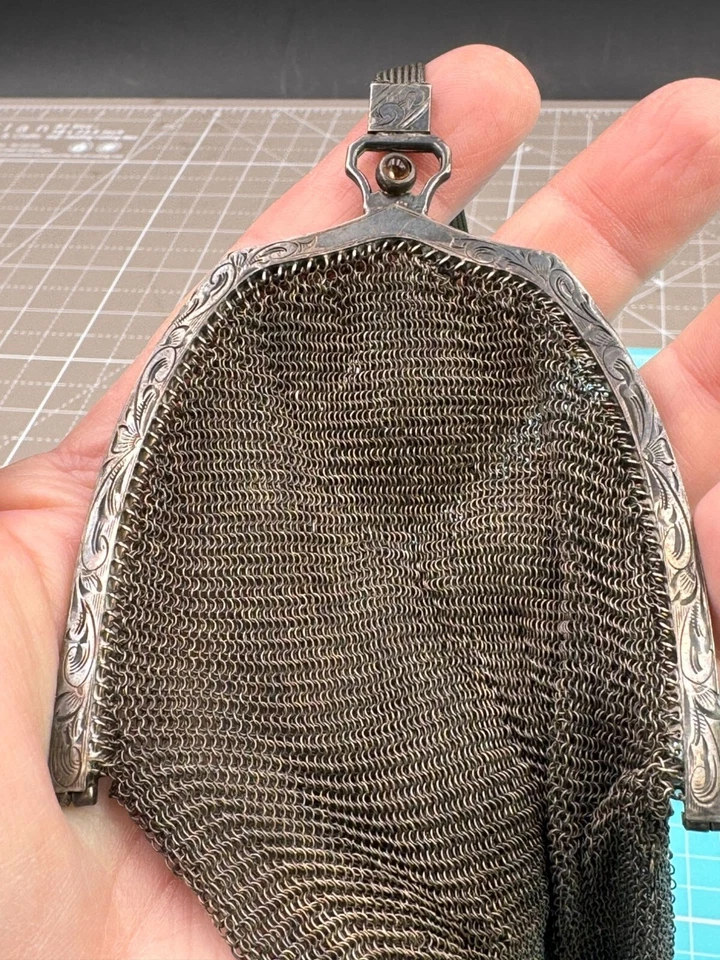 Cartera de plata esterlina Art Deco Whiting & Davis malla para damas 90,7 gramos REA Foto 3 de 4