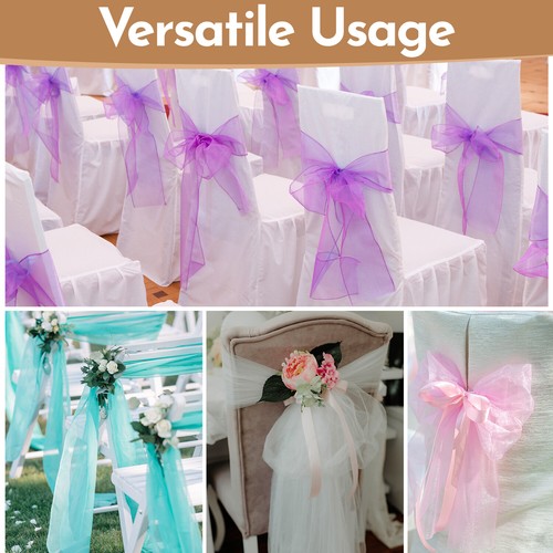Silla de organza de boda fajas ancho lazo completo para decoración de fiesta 1x-100x - Imagen 329 de 391