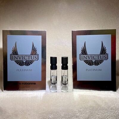 2x Paco Rabanne Invictus Platinum Eau de Parfum EDP Sample Sprays .05oz, 1.5ml