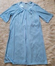 Vassarette Nightgown Robe Button Front Light Blue Nylon Size Small VTG Peignoir
