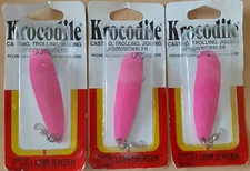 lot 3 Luhr Jensen KROCODILE  *3/16oz* casting trolling Pink  Spoon Wobbler