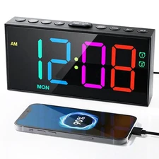 Digital Clock for Bedroom RGB Dual Alarm Clock with Weekday/Weekend 5 Dimmer5...