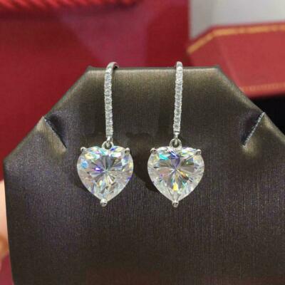 4Ct Heart Lab-Created Diamond Drop & Dangle Earrings Solid 14K White Gold Finish