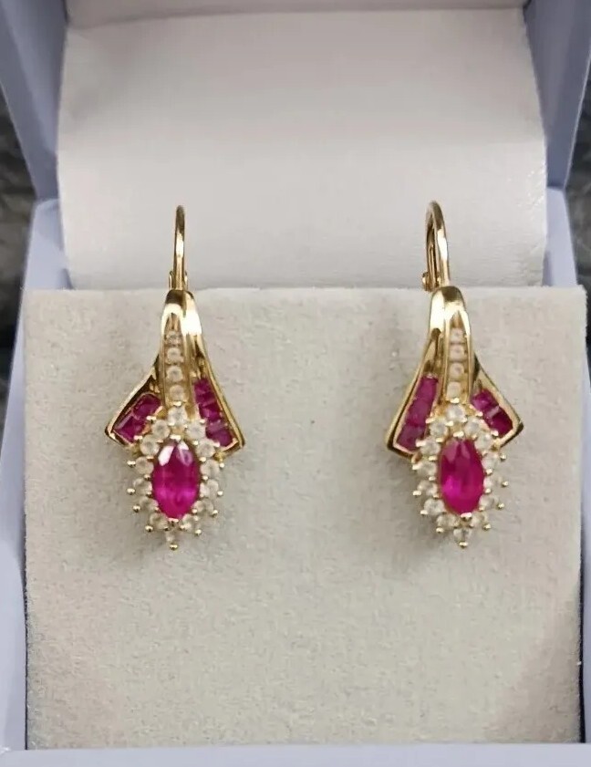 14Kt Gold Over Silver Lab Created Ruby Gemstone M… - image 2