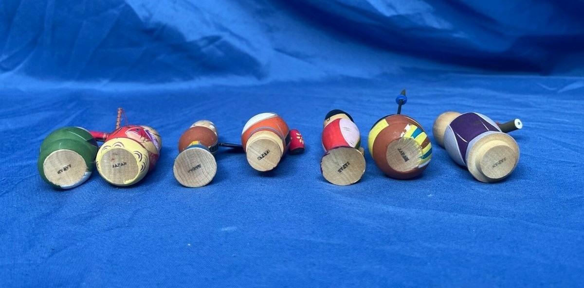 Vintage Japanese Seven Lucky Gods Wood Nodder Kokeshi Shichi Vintage Japanese Seven Lucky Gods Wood Nodder Kokeshi Shichi