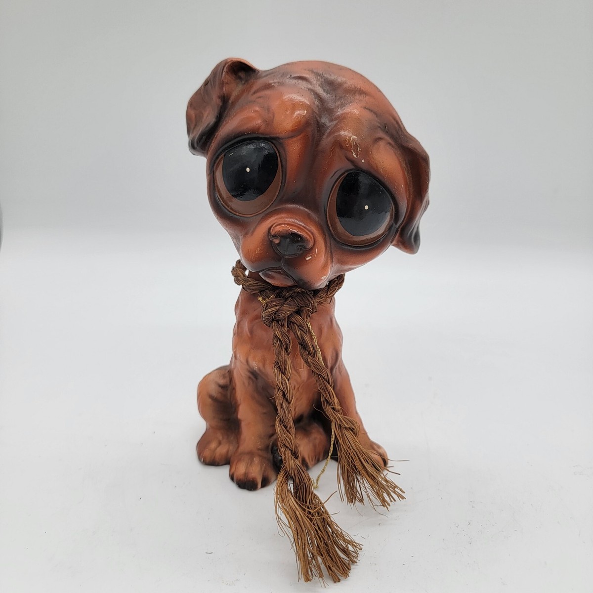 Vintage 1960's Enesco Big Sad Eye Puppy Dog Figurine Brown
